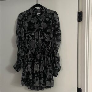 MISA Los Angeles Floral Black and Gray Women's Dress